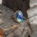 Grosse bague labradorite argent