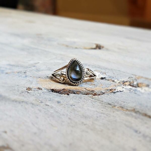 Bague ajustable argent et labradorite