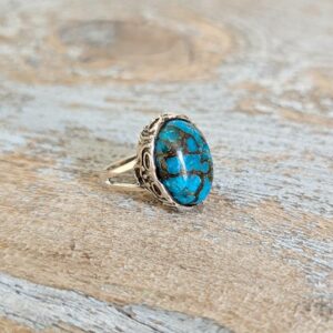 Bague ethnique en argent turquoise