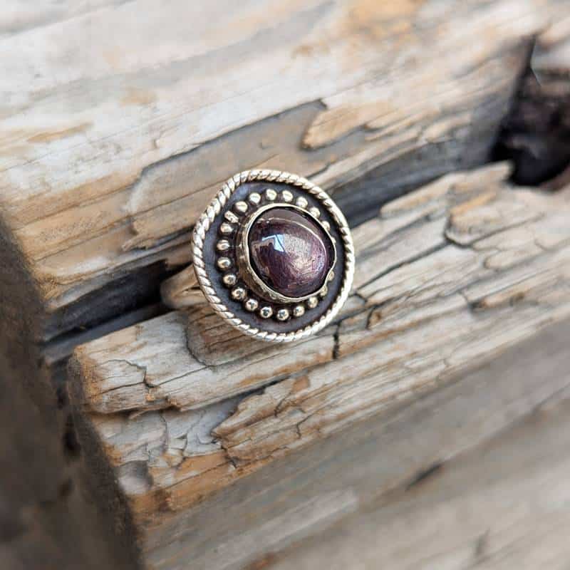 Bague rubis indien argent ajustable Bague rubis indien argent ajustable