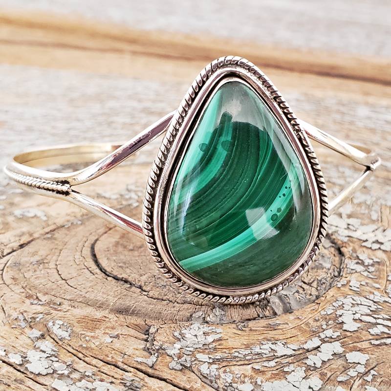 Bracelet argent malachite NATURE