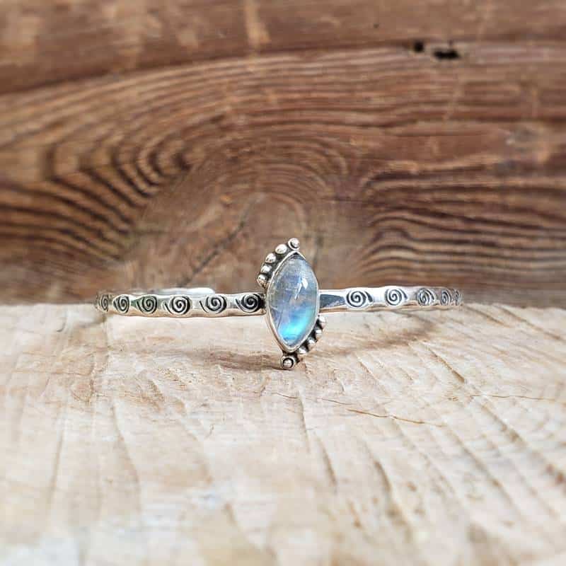 Jonc pierre de lune argent Jonc pierre de lune argent