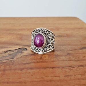 Bague argent et rubis indien