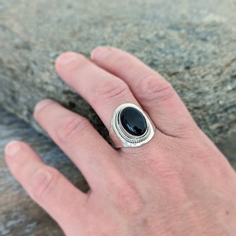 Bague onyx argent