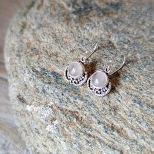 Boucles d'oreilles indiennes en quartz rose