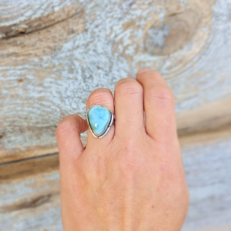 Bague larimar argent ajustable