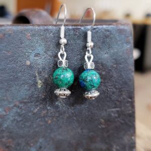 Boucles d'oreilles azurite malachite PETIT TEMPLE