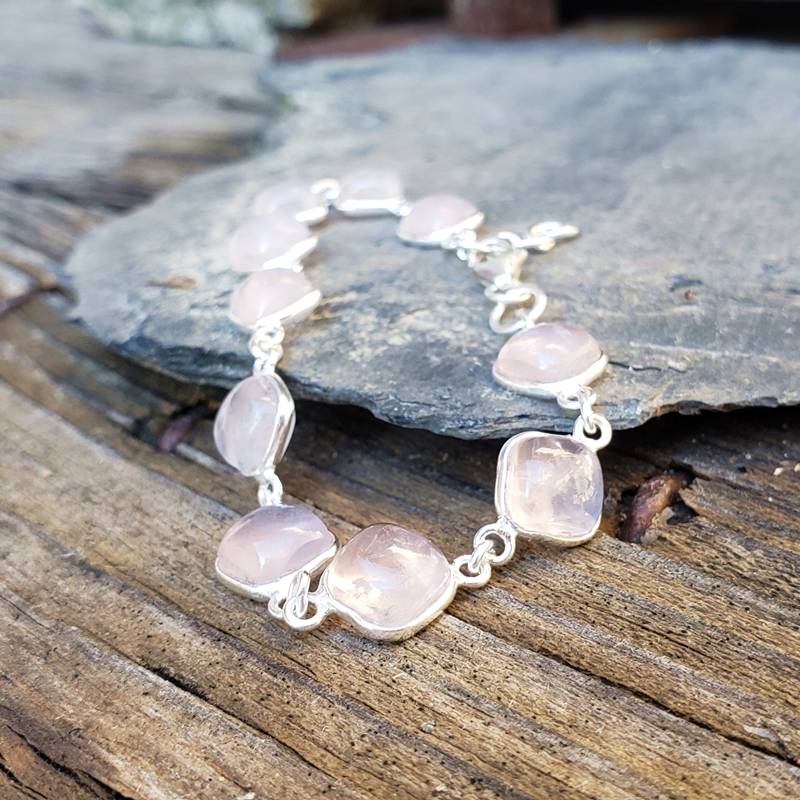 Bracelet en quartz rose argent Bracelet en quartz rose argent