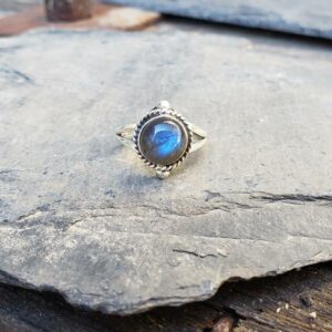 Bague ethnique chic argent labradorite