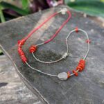 Sautoir en corail rouge et argent