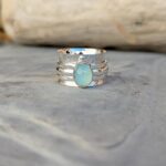 Bague anti stress argent et calcédoine aqua