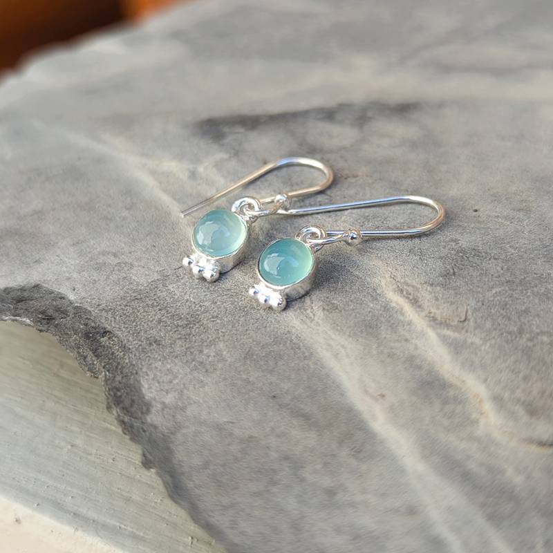 Boucles d'oreilles argent et calcédoine aqua ANDAMAN Boucles d'oreilles argent et calcédoine aqua ANDAMAN