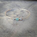 Bracelet jonc argent et calcédoine POÉTIQUE