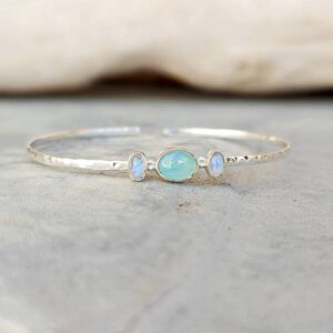 Bracelet jonc argent et calcédoine POÉTIQUE