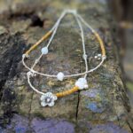 Collier double rang en calcite jaune