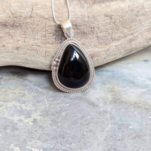 Pendentif argent et onyx goutte