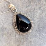 Pendentif argent et onyx goutte