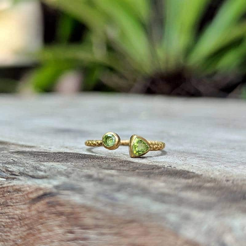 Bague ajustable péridot DUO Bague ajustable péridot DUO