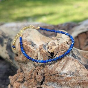 Bracelet lapis lazuli ajustable doré