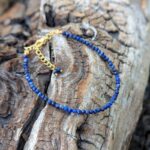 Bracelet lapis lazuli ajustable doré
