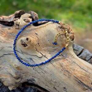Bracelet lapis lazuli ajustable doré