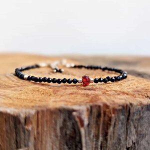 Bracelet fin argent onyx et grenat SAMARKANDE