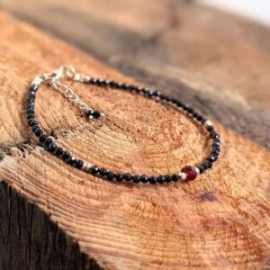 Bracelet fin argent onyx et grenat SAMARKANDE