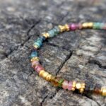Bracelet pierres tourmaline multicolore or
