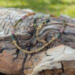 Collier pierres de tourmaline multicolore or