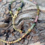 Collier pierres de tourmaline multicolore or
