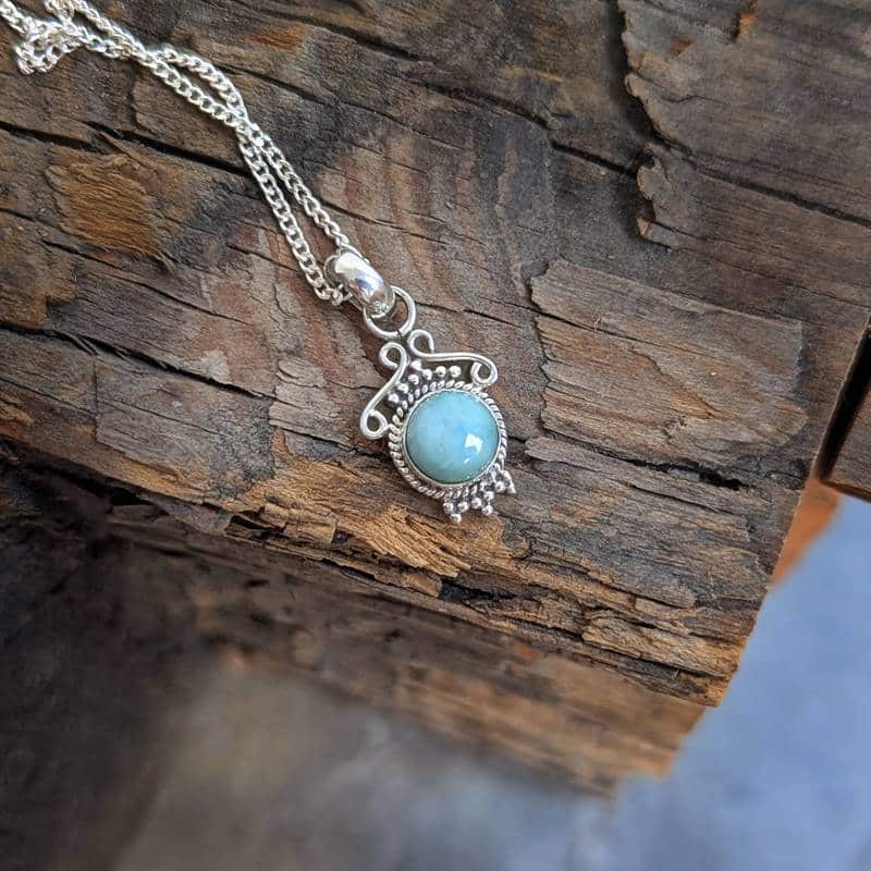 Petit pendentif larimar argent AMOUR Petit pendentif larimar argent AMOUR