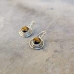 Boucles d'oreilles ethniques argent œil de tigre